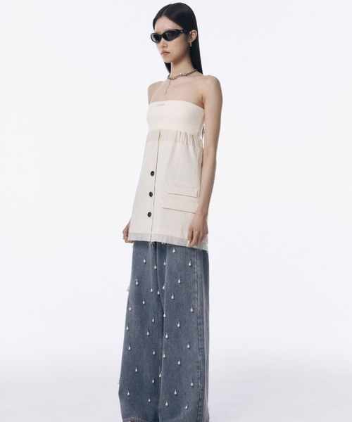 JOSE MOON(ジョゼムーン)の「KNIT COMBI SUITING CAMISOLE/ニットコンビスーチングキャミソール(キャミソール・レディース・ホワイト/チャコールグレー・FREE)」の20枚目の写真