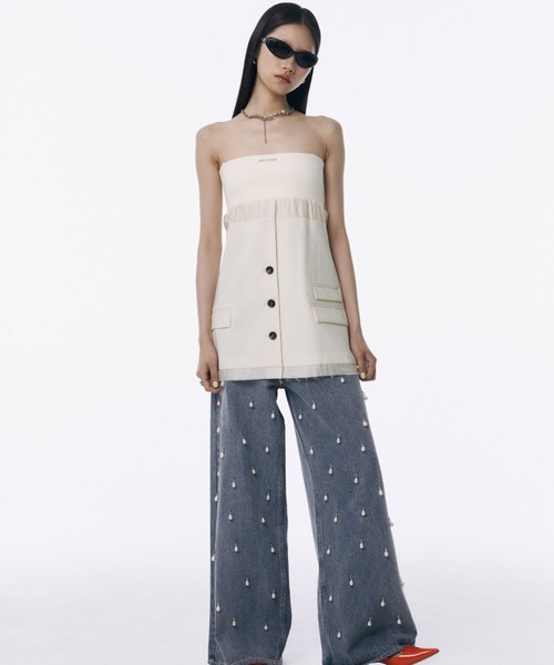 JOSE MOON(ジョゼムーン)の「KNIT COMBI SUITING CAMISOLE/ニットコンビスーチングキャミソール(キャミソール・レディース・ホワイト/チャコールグレー・FREE)」の19枚目の写真