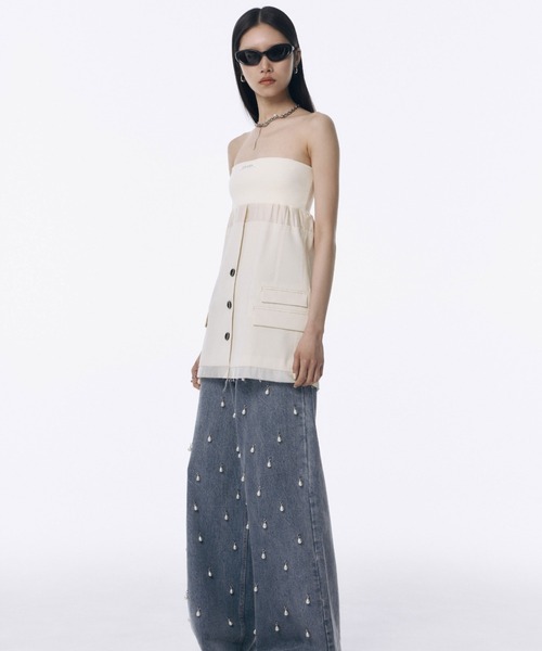 JOSE MOON(ジョゼムーン)の「KNIT COMBI SUITING CAMISOLE/ニットコンビスーチングキャミソール(キャミソール・レディース・ホワイト/チャコールグレー・FREE)」の22枚目の写真