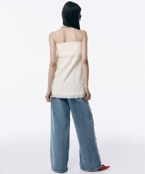 JOSE MOON(ジョゼムーン)の「KNIT COMBI SUITING CAMISOLE/ニットコンビスーチングキャミソール(キャミソール・レディース・ホワイト/チャコールグレー・FREE)」の21枚目の写真