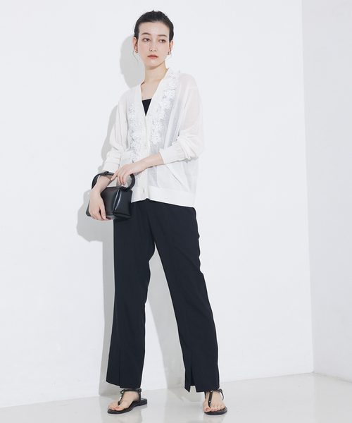 qualite（カリテ）の「boussole×qualite フラワーエンブロカーディガン（カーディガン/ボレロ・レディース・ブラック/オフホワイト・フリー）」の7枚目の写真