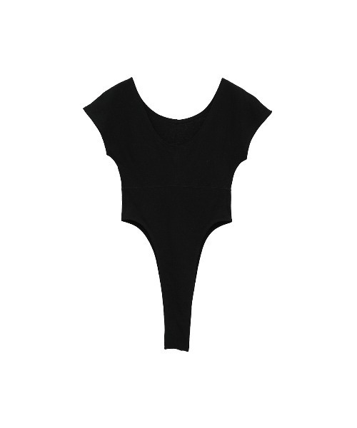CLANE(クラネ)の「ROUND NECK HIGH CUT BODYSUITS(Tシャツ/カットソー・レディース・ブラック/ホワイト・1)」の4枚目の写真