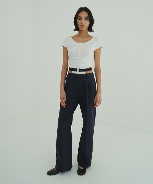 CLANE(クラネ)の「ROUND NECK HIGH CUT BODYSUITS(Tシャツ/カットソー・レディース・ブラック/ホワイト・1)」の20枚目の写真