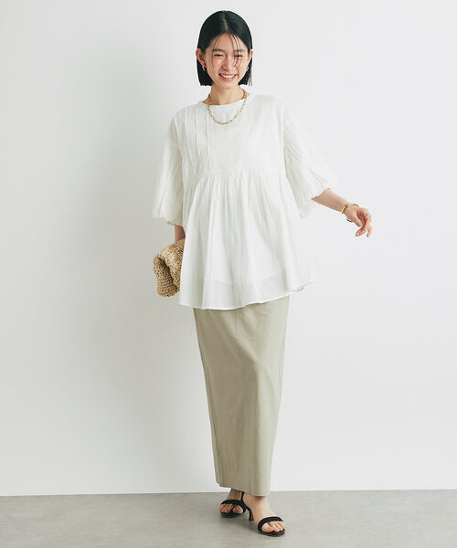 un dix cors（アンディコール）の「《綿100％・柔らかな肌触り》前後2WAYインド綿ピンタックブラウス（シャツ/ブラウス・レディース・ブルー/ホワイト/ブラック・FREE）」の5枚目の写真