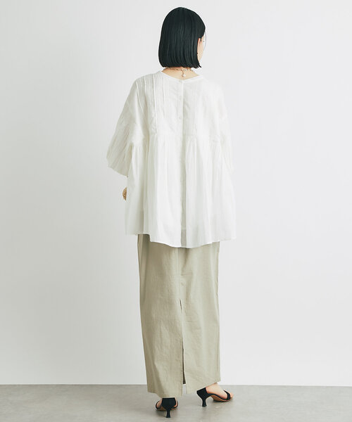 un dix cors（アンディコール）の「《綿100％・柔らかな肌触り》前後2WAYインド綿ピンタックブラウス（シャツ/ブラウス・レディース・ブルー/ホワイト/ブラック・FREE）」の7枚目の写真