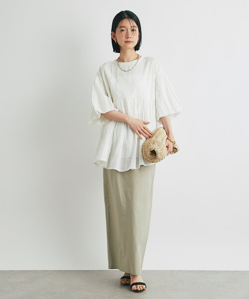 un dix cors（アンディコール）の「《綿100％・柔らかな肌触り》前後2WAYインド綿ピンタックブラウス（シャツ/ブラウス・レディース・ブルー/ホワイト/ブラック・FREE）」の8枚目の写真