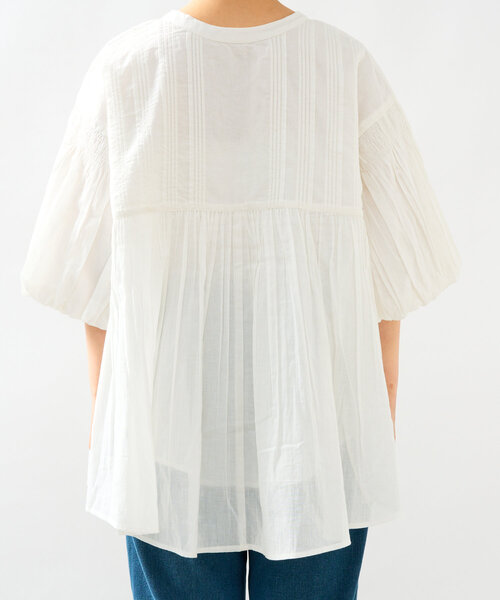 un dix cors（アンディコール）の「《綿100％・柔らかな肌触り》前後2WAYインド綿ピンタックブラウス（シャツ/ブラウス・レディース・ブルー/ホワイト/ブラック・FREE）」の11枚目の写真