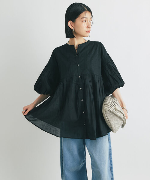 un dix cors（アンディコール）の「《綿100％・柔らかな肌触り》前後2WAYインド綿ピンタックブラウス（シャツ/ブラウス・レディース・ブルー/ホワイト/ブラック・FREE）」の17枚目の写真