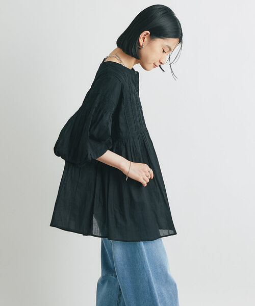 un dix cors（アンディコール）の「《綿100％・柔らかな肌触り》前後2WAYインド綿ピンタックブラウス（シャツ/ブラウス・レディース・ブルー/ホワイト/ブラック・FREE）」の18枚目の写真