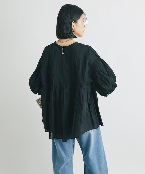 un dix cors（アンディコール）の「《綿100％・柔らかな肌触り》前後2WAYインド綿ピンタックブラウス（シャツ/ブラウス・レディース・ブルー/ホワイト/ブラック・FREE）」の19枚目の写真