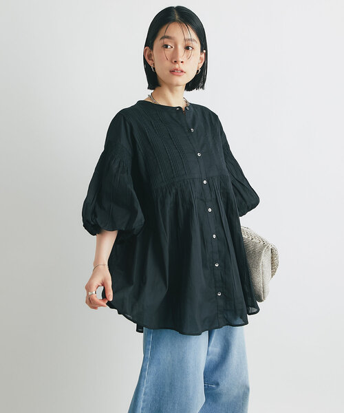 ブラウス シャツ 「2WAY仕様」前後2WAYインド綿ピンタックブラウス レディース 2WAY仕様》前後2WAYインド綿ピンタックブラウス（シャツ