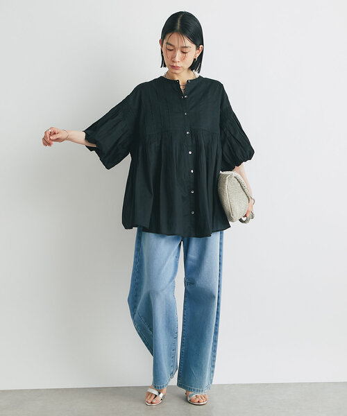 un dix cors（アンディコール）の「《綿100％・柔らかな肌触り》前後2WAYインド綿ピンタックブラウス（シャツ/ブラウス・レディース・ブルー/ホワイト/ブラック・FREE）」の21枚目の写真