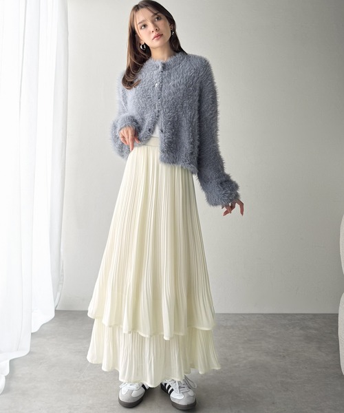 セール】ゆらりシルエットなびく。プリーツシアーティアードスカート