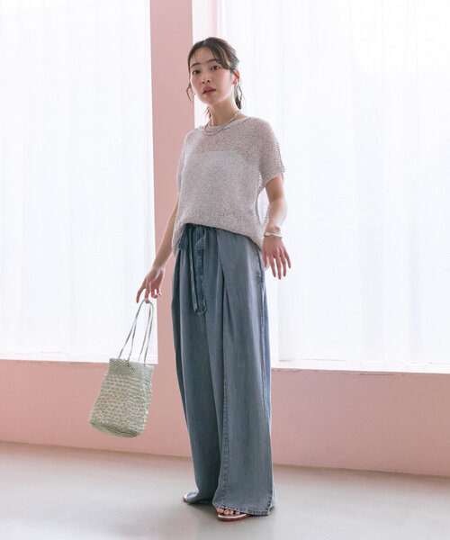 ◆送料関税無料◆LoveShackFancy リボン付きワイドデニムパンツ tx-eg-01105.jpg