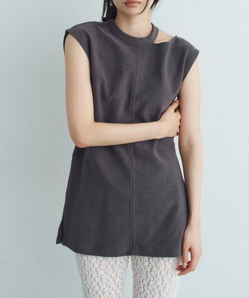 CODE A(コードエー)の「pile cutout tee(Tシャツ/カットソー・レディース・グレー/パープル/ホワイト・00)」の4枚目の写真