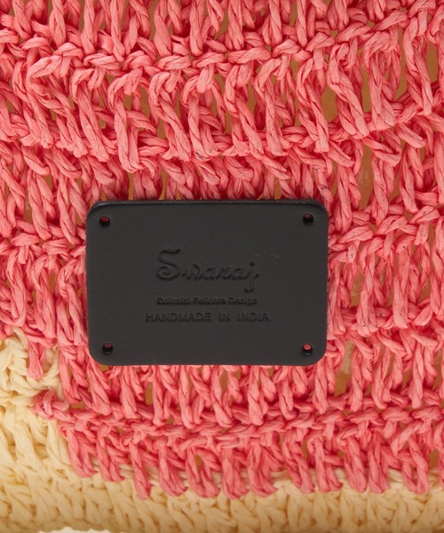 collex（コレックス）の「【Swaraj /スワラージ】手編み ゼブラ ラフィアトートバッグ（かごバッグ・レディース・ピンク系その他/ブラック系その他・フリー）」の3枚目の写真