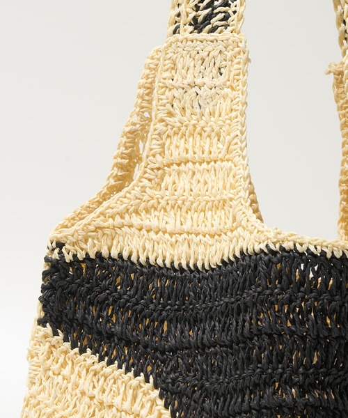 collex（コレックス）の「【Swaraj /スワラージ】手編み ゼブラ ラフィアトートバッグ（かごバッグ・レディース・ピンク系その他/ブラック系その他・フリー）」の5枚目の写真