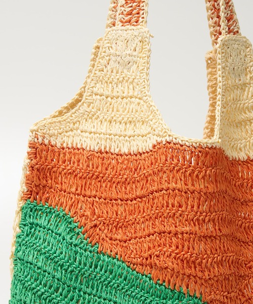 collex（コレックス）の「【Swaraj /スワラージ】手編み ゼブラ ラフィアトートバッグ（かごバッグ・レディース・ピンク系その他/ブラック系その他・フリー）」の6枚目の写真