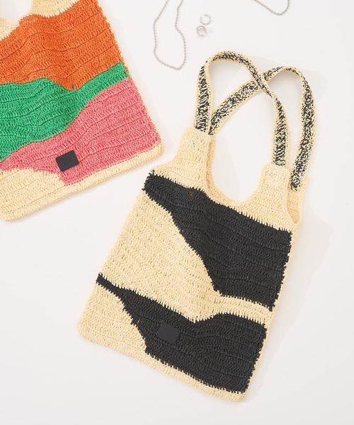 collex（コレックス）の「【Swaraj /スワラージ】手編み ゼブラ ラフィアトートバッグ（かごバッグ・レディース・ピンク系その他/ブラック系その他・フリー）」の14枚目の写真