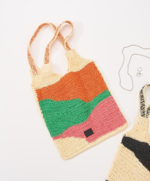 collex（コレックス）の「【Swaraj /スワラージ】手編み ゼブラ ラフィアトートバッグ（かごバッグ・レディース・ピンク系その他/ブラック系その他・フリー）」の15枚目の写真