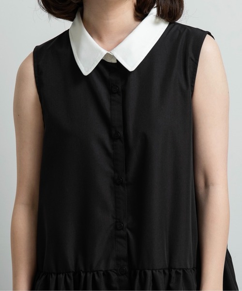 lawgy（ラウジー）の「collar tiered op / カラーティアードワンピ（ワンピース・レディース・ブラック/チャコール/ベージュ・FREE）」の15枚目の写真