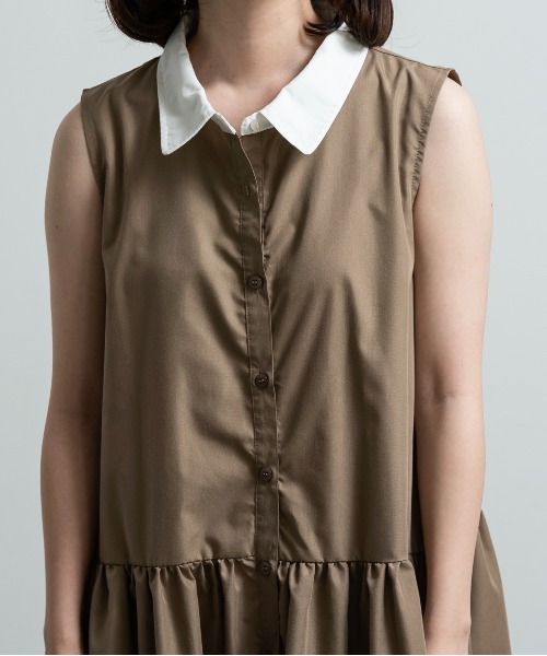 lawgy（ラウジー）の「collar tiered op / カラーティアードワンピ（ワンピース・レディース・ブラック/チャコール/ベージュ・FREE）」の11枚目の写真