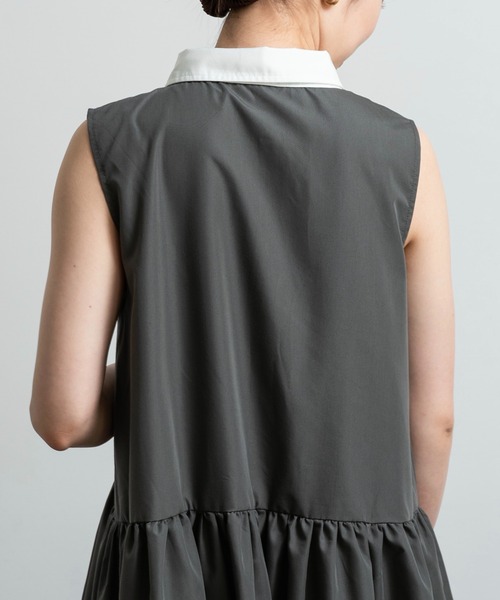 lawgy（ラウジー）の「collar tiered op / カラーティアードワンピ（ワンピース・レディース・ブラック/チャコール/ベージュ・FREE）」の7枚目の写真