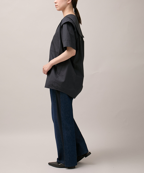 Bonum（ボナム）の「デニムドッキングスラックスパンツ（デニムパンツ・レディース・ネイビー・26/28/30）」の7枚目の写真