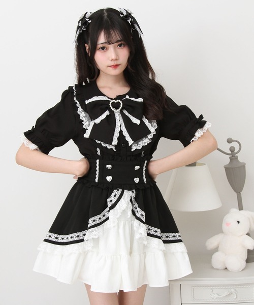 DearMyLove(ディアマイラブ)の「丸襟フリルヨークレースリボンブラウス(シャツ/ブラウス・レディース・ホワイト/ブルーグレー/ブラック・LARGE/MEDIUM/3L/LL)」の17枚目の写真