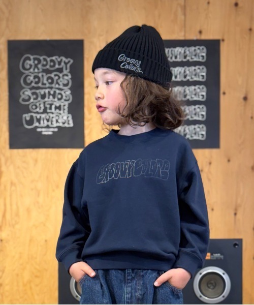 GROOVY COLORS（グルービーカラーズ）の「MOUNTAIN SCAPE Sweat Shirt（スウェット・キッズ・ネイビー・115/125）」の4枚目の写真