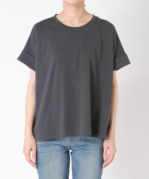 Three Four Time(スリーフォータイム)の「バックプリント異素材バイカラープルオーバー(Tシャツ/カットソー・レディース・ホワイト/グレー・FREE)」の18枚目の写真