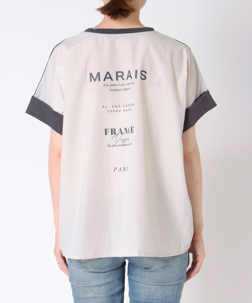 Three Four Time(スリーフォータイム)の「バックプリント異素材バイカラープルオーバー(Tシャツ/カットソー・レディース・ホワイト/グレー・FREE)」の19枚目の写真