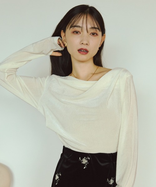 VANNIE U（ヴァニーユー）の「フィンガードレープフロッキートップス（Tシャツ/カットソー・レディース・グレー/アイボリー・FREE）」の20枚目の写真