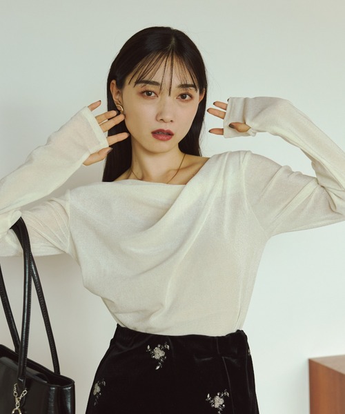 VANNIE U（ヴァニーユー）の「フィンガードレープフロッキートップス（Tシャツ/カットソー・レディース・グレー/アイボリー・FREE）」の10枚目の写真