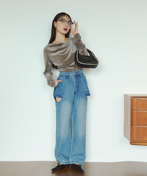 VANNIE U（ヴァニーユー）の「フィンガードレープフロッキートップス（Tシャツ/カットソー・レディース・グレー/アイボリー・FREE）」の13枚目の写真