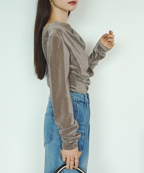 VANNIE U（ヴァニーユー）の「フィンガードレープフロッキートップス（Tシャツ/カットソー・レディース・グレー/アイボリー・FREE）」の15枚目の写真