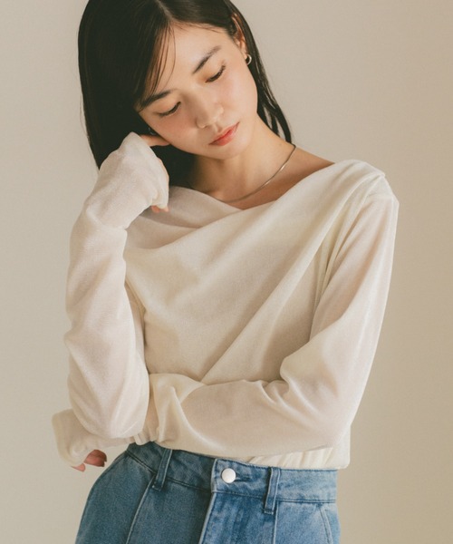 フィンガードレープフロッキートップス（Tシャツ/カットソー）｜VANNIE