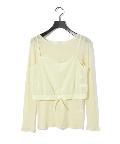 MIDIUMISOLID（ミディウミソリッド）の「MIDIUMISOLID for Ladies キャミソールトップスアンサンブル（Tシャツ/カットソー・レディース・オフホワイト/イエロー/ブラック・FREE）」の2枚目の写真