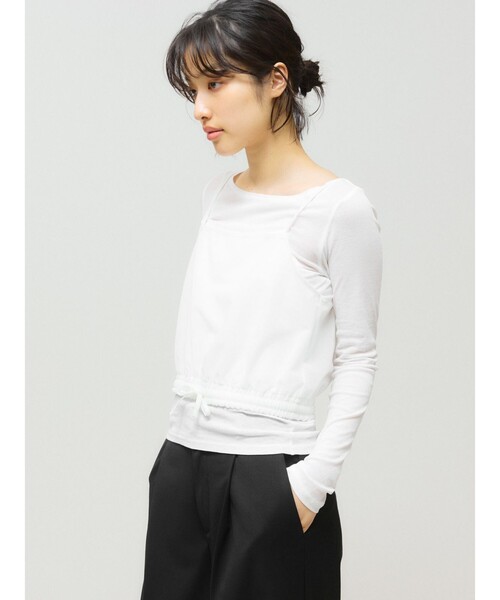 MIDIUMISOLID（ミディウミソリッド）の「MIDIUMISOLID for Ladies キャミソールトップスアンサンブル（Tシャツ/カットソー・レディース・オフホワイト/イエロー/ブラック・FREE）」の6枚目の写真