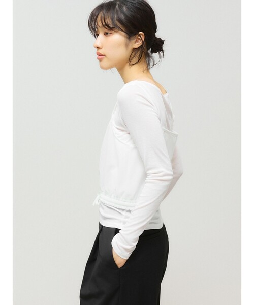 MIDIUMISOLID（ミディウミソリッド）の「MIDIUMISOLID for Ladies キャミソールトップスアンサンブル（Tシャツ/カットソー・レディース・オフホワイト/イエロー/ブラック・FREE）」の7枚目の写真