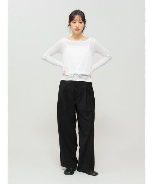 MIDIUMISOLID（ミディウミソリッド）の「MIDIUMISOLID for Ladies キャミソールトップスアンサンブル（Tシャツ/カットソー・レディース・オフホワイト/イエロー/ブラック・FREE）」の9枚目の写真