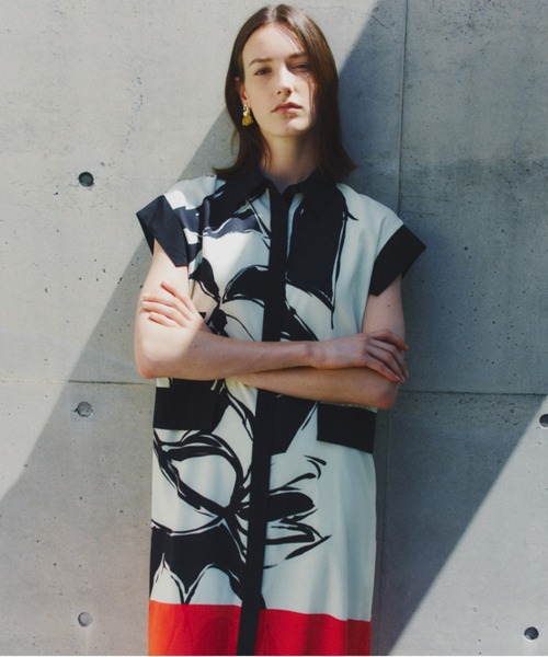 カラーオーバーレイプリントワンピース（ワンピース）｜ADORE