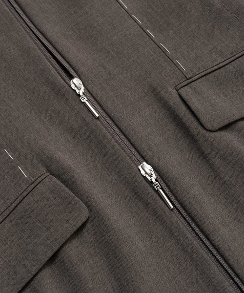 MAISON SPECIAL（メゾンスペシャル）の「Hour Glass Worsted Zip Jacket/アワーグラスウーステッドジップジャケット■セットアップ対応■（ノーカラージャケット・レディース・ブラック/モカ・FREE）」の4枚目の写真