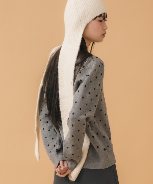 セール】フラップ付きブークレニット帽 / ギフト クリスマス 贈り物