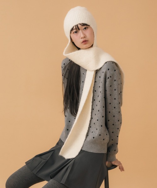 セール】フラップ付きブークレニット帽 / ギフト クリスマス 贈り物