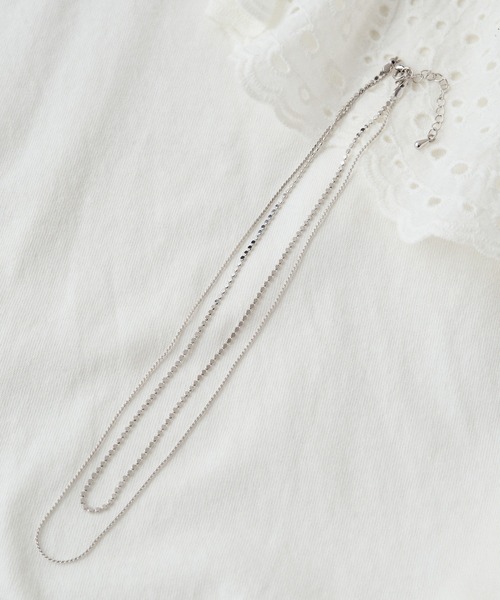 PUAL CE CIN（ピュアルセシン）の「ボックスチェーン2連レイヤードネックレス（ネックレス・レディース・シルバー/ゴールド・FREE）」の3枚目の写真