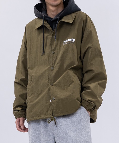 at】〔THRASHER/スラッシャー〕ナイロン ロゴプリント コーチ