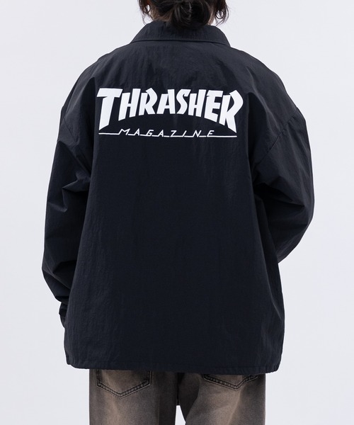THRASHER（スラッシャー）の「【at】〔THRASHER/スラッシャー〕ナイロン ロゴプリント コーチジャケット（ナイロンジャケット・メンズ・カーキ/ブラック/ライトグレー・LARGE/MEDIUM）」の20枚目の写真