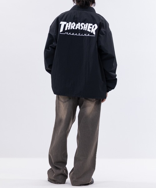 at】〔THRASHER/スラッシャー〕ナイロン ロゴプリント コーチ