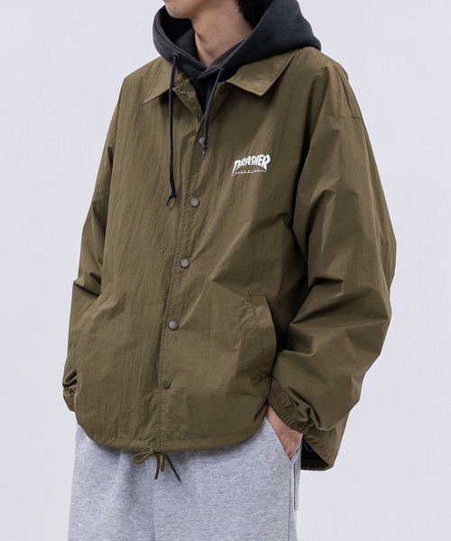 at】〔THRASHER/スラッシャー〕ナイロン ロゴプリント コーチ